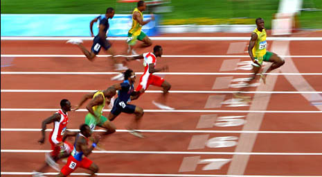 Usain Bolt hleypur á 9,69