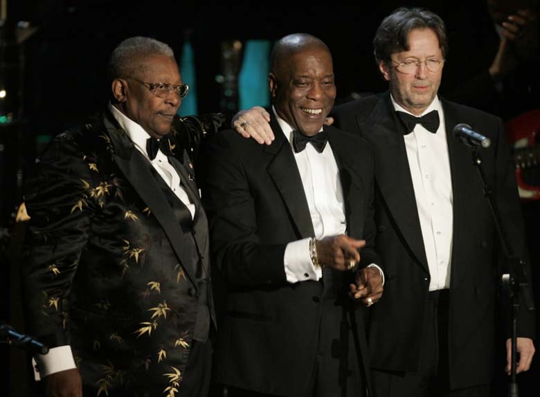 B.B. King, Buddy Guy og Eric Clapton.