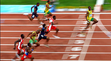 Usain Bolt hleypur á 9,69