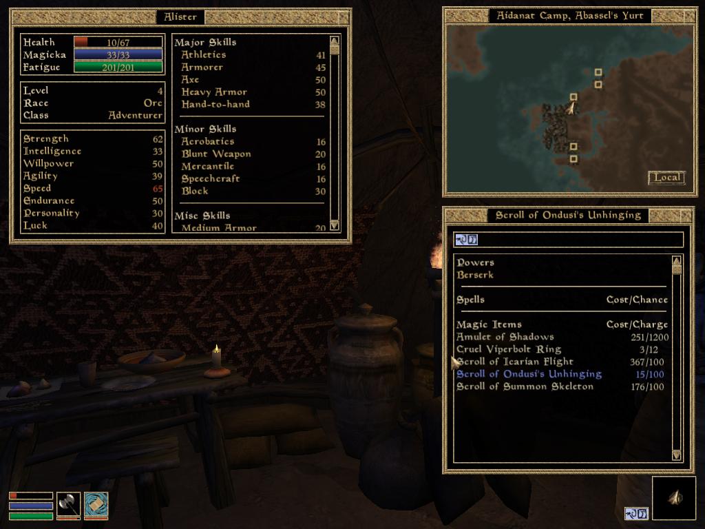 basic stat hjá mér í morrowind