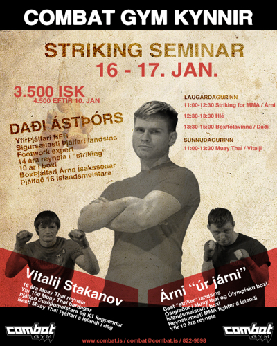Combat Gym Ármúla 1 kynnir: Striking seminar