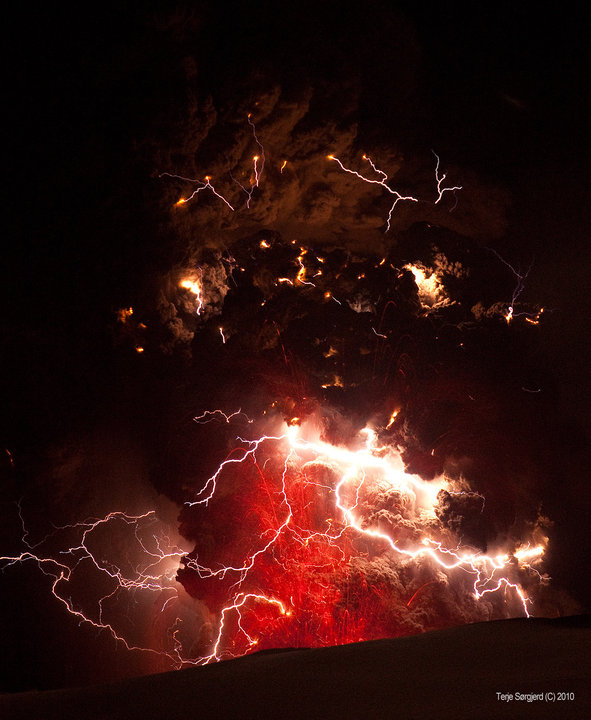 Volcano explosion in a thunderstorm!