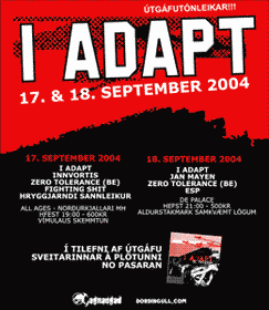 Útgáfutónleikar I adapt 17. og 18. september