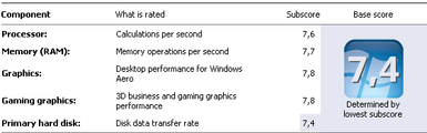 Windows Experiance Index.