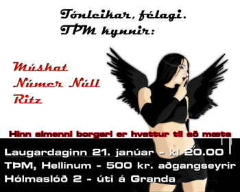 Rokktónleikar í TÞM - laugardaginn 21. jan