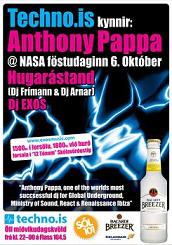 Techno.is kynnir Anthony Pappa, Hugarástand & Exos @ Nasa 6.okt!